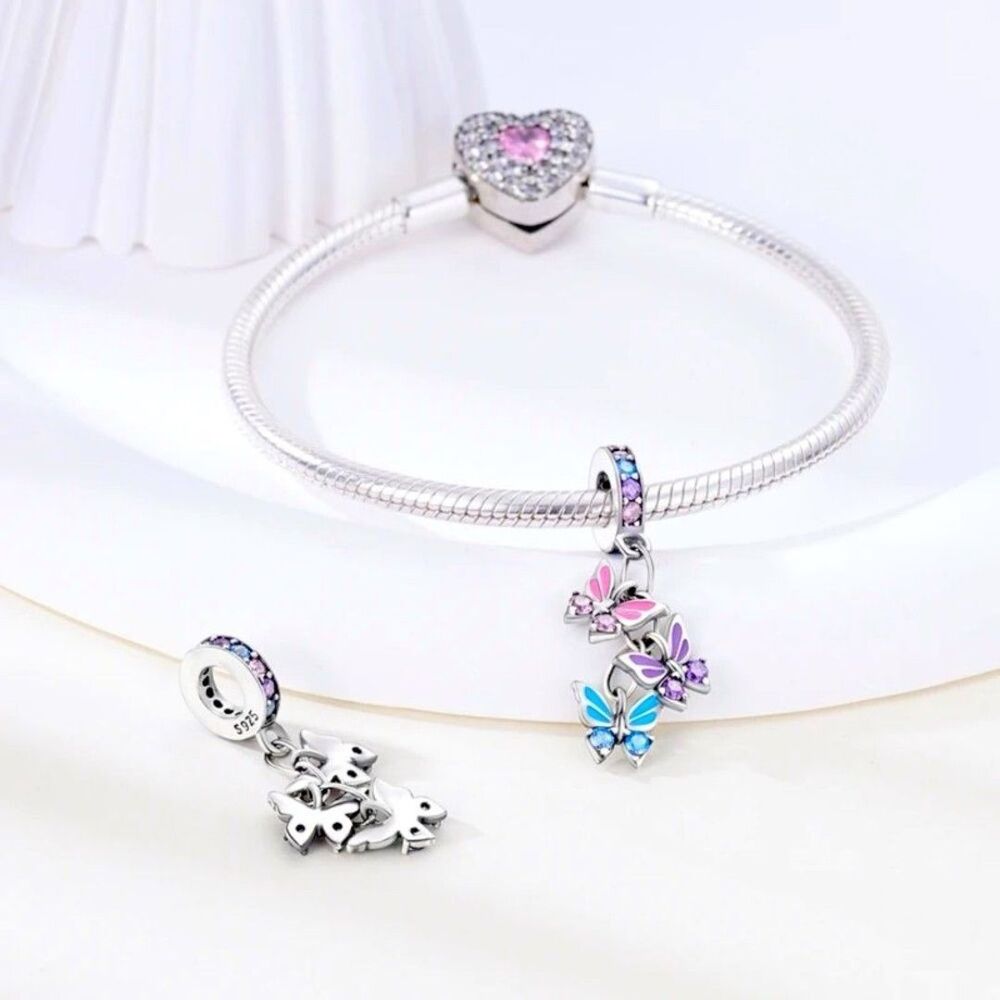 NWOT Butterfly Tassel Pandora FIT Silver Charm
